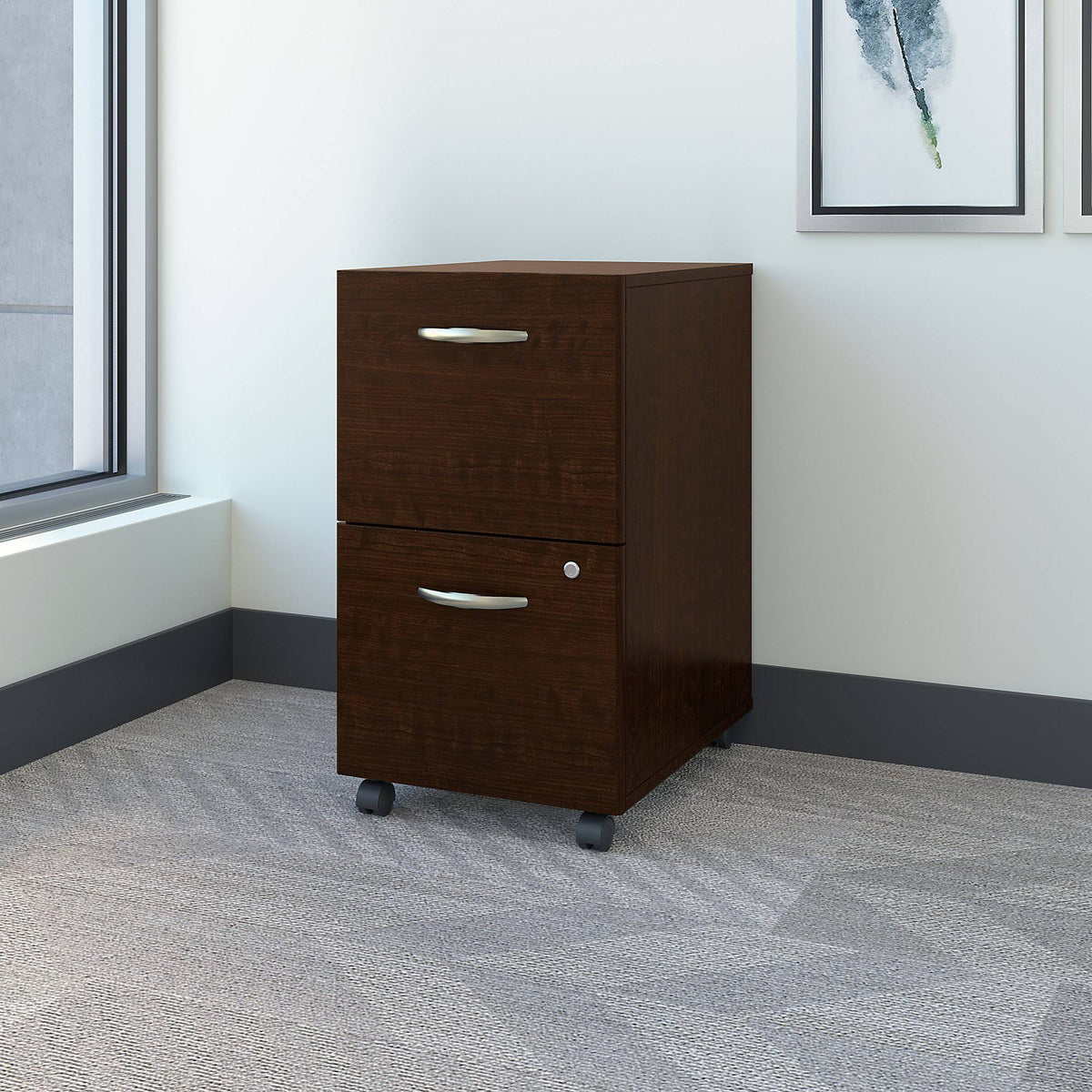 2 Drawer Mobile File Cabinet, Mocha Cherry I2008