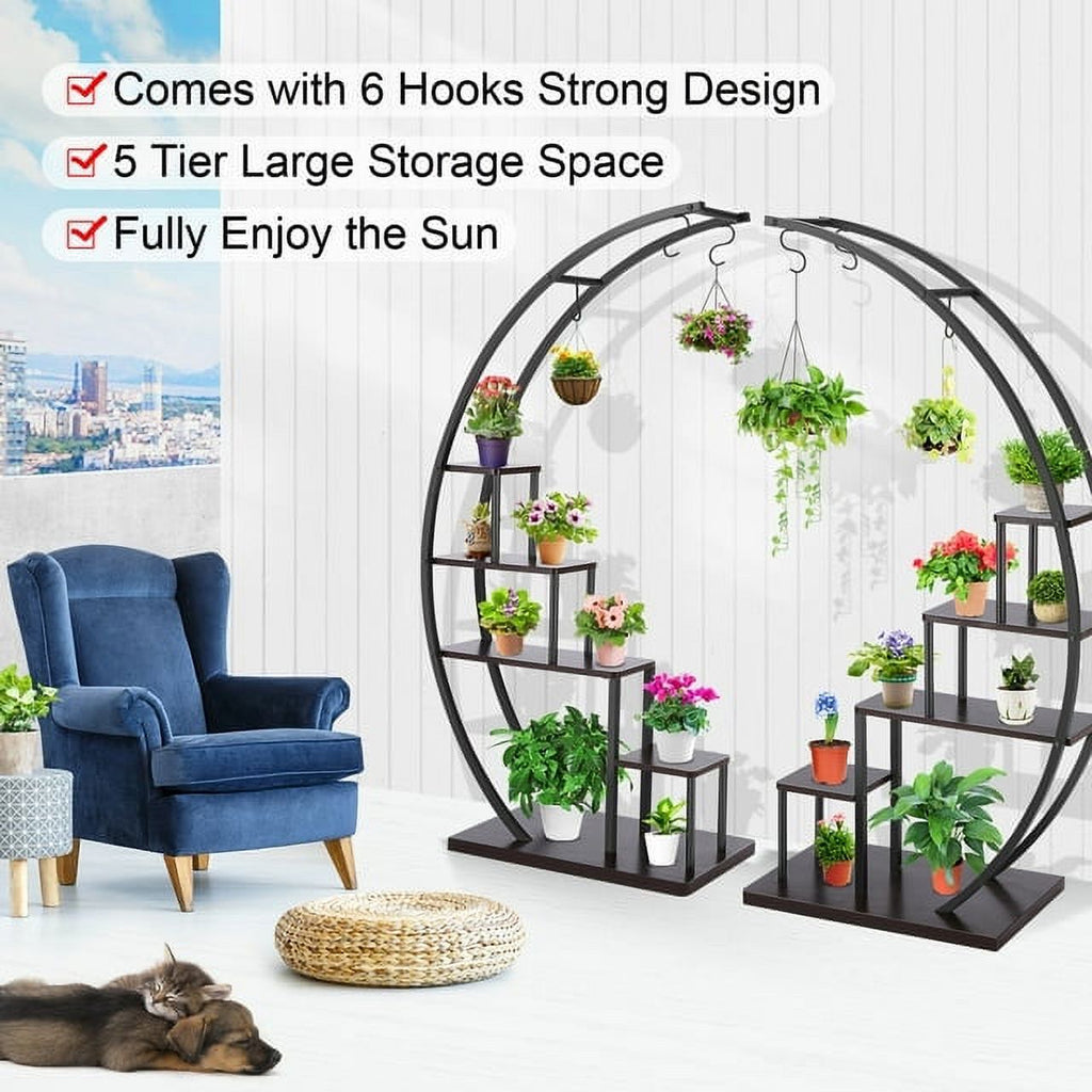 5 Tier Black Metal Plant Stand 2Pcs B141106