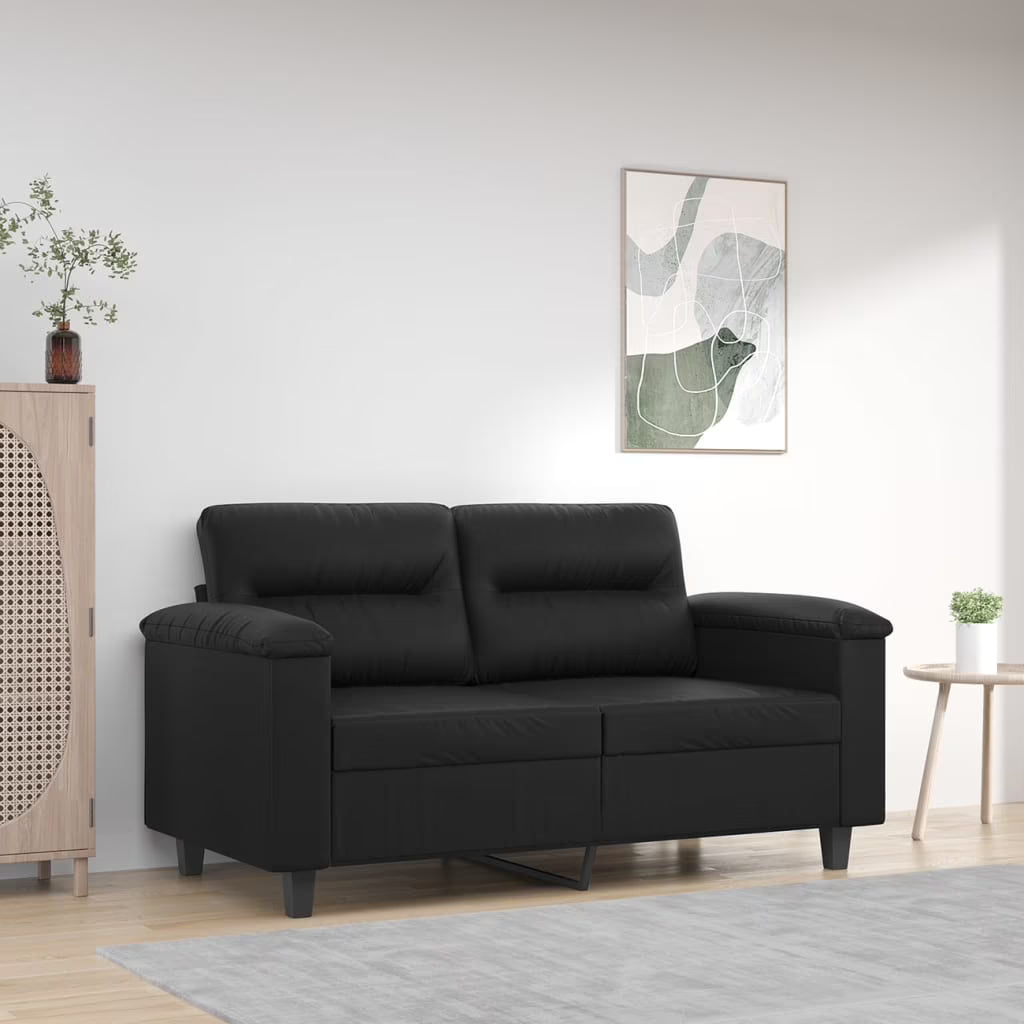 Black Faux Leather 2-Seater Sofa T81014