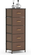 Dark Gray 5 Drawer Fabric Dresser Tower P43570
