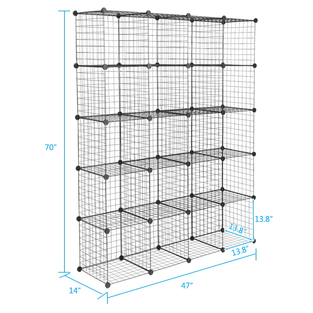 Black 20-Cube Wire Storage Shelving Unit K460