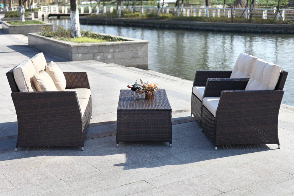 4 Piece Wicker Outdoor Living Set Y1658