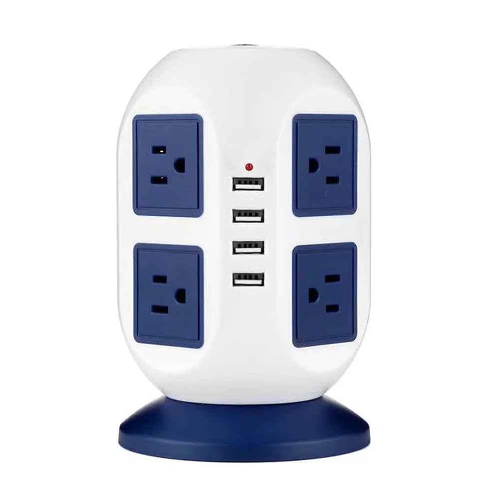 Multi Plug Charging Tower Surge Protector 8 AC Outlets 4 USB Port Power Strip Tower Extension Cord 3 Meters M24349