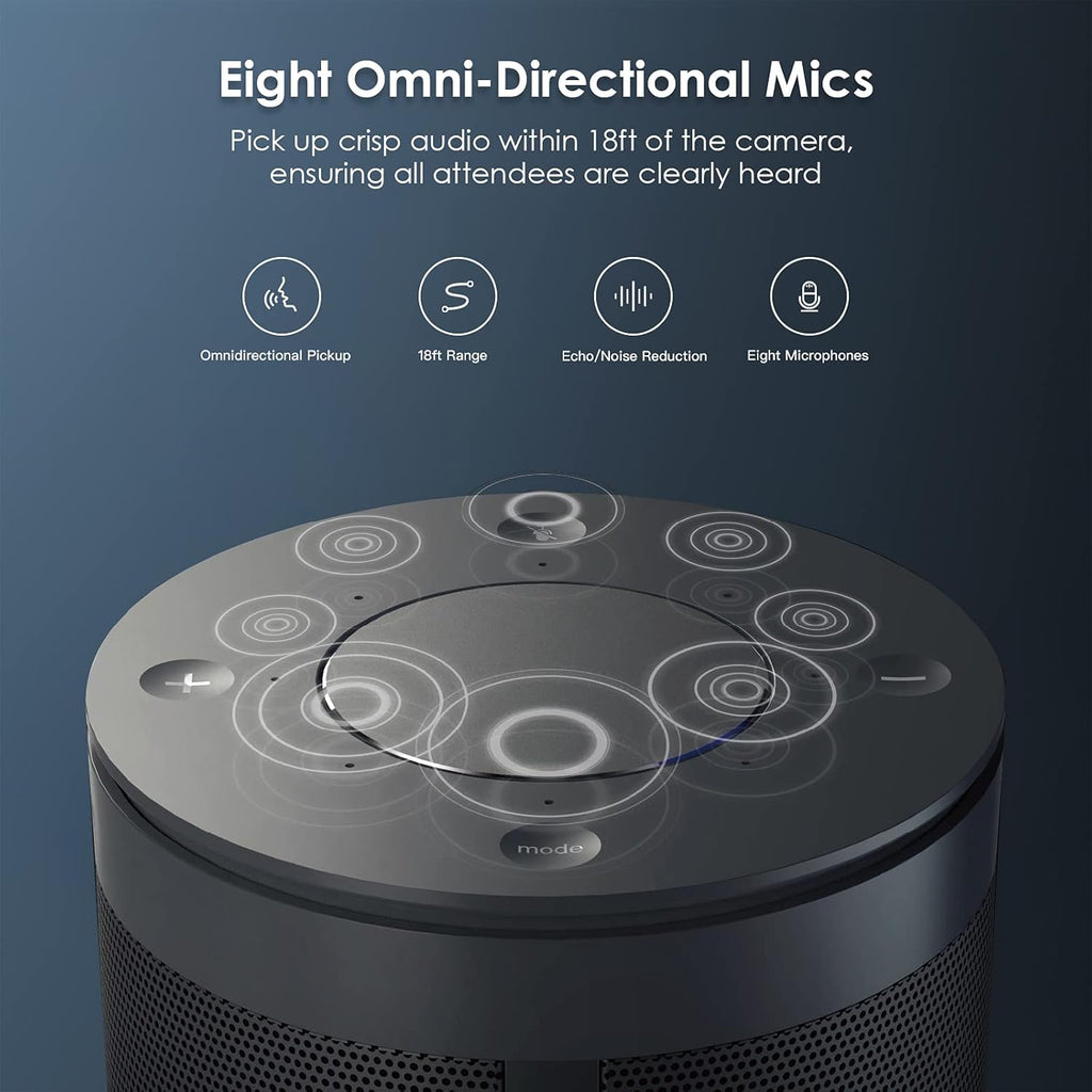 8K 360-Degree Video Conference Camera with 8 Noise-Cancelling Microphones and Speaker P2421