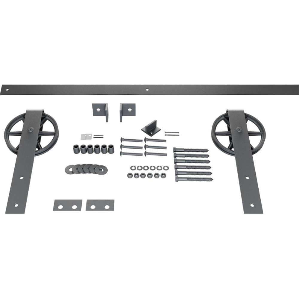Silver Metallic Barn Door Hardware Set with Track M6291