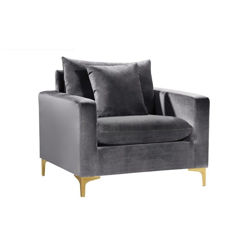 Gray Velvet 3-Piece Sofa Set U808387