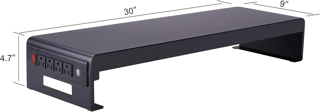 Black Dual Monitor Stand with AC Power Supply & USB 2.0 Charging J8549
