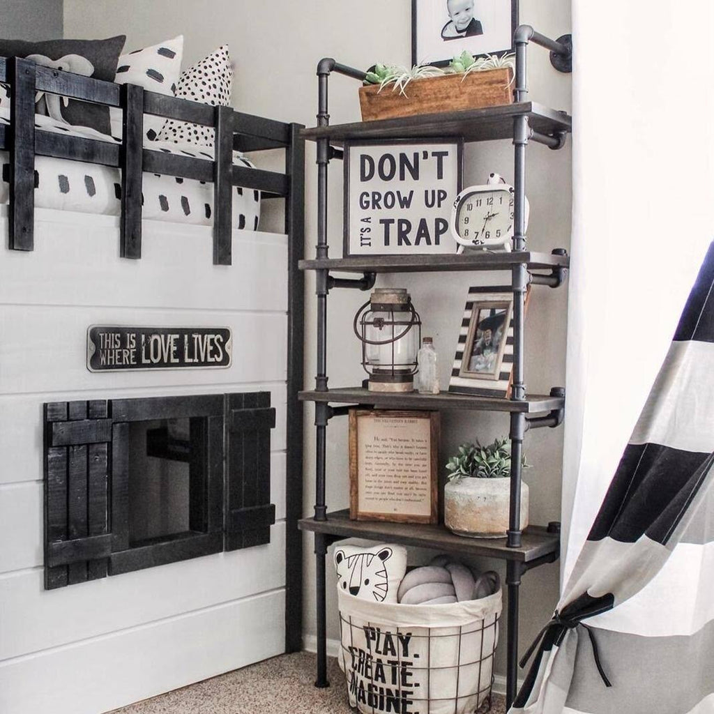 Black Industrial Etagere Bookcase C3809