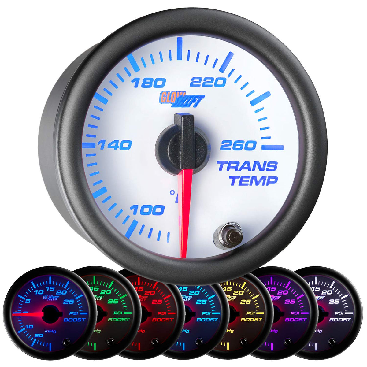White 7 Color 260 F Transmission Temperature Gauge Kit 2-1/16" 52mm Pack of 2 J79863