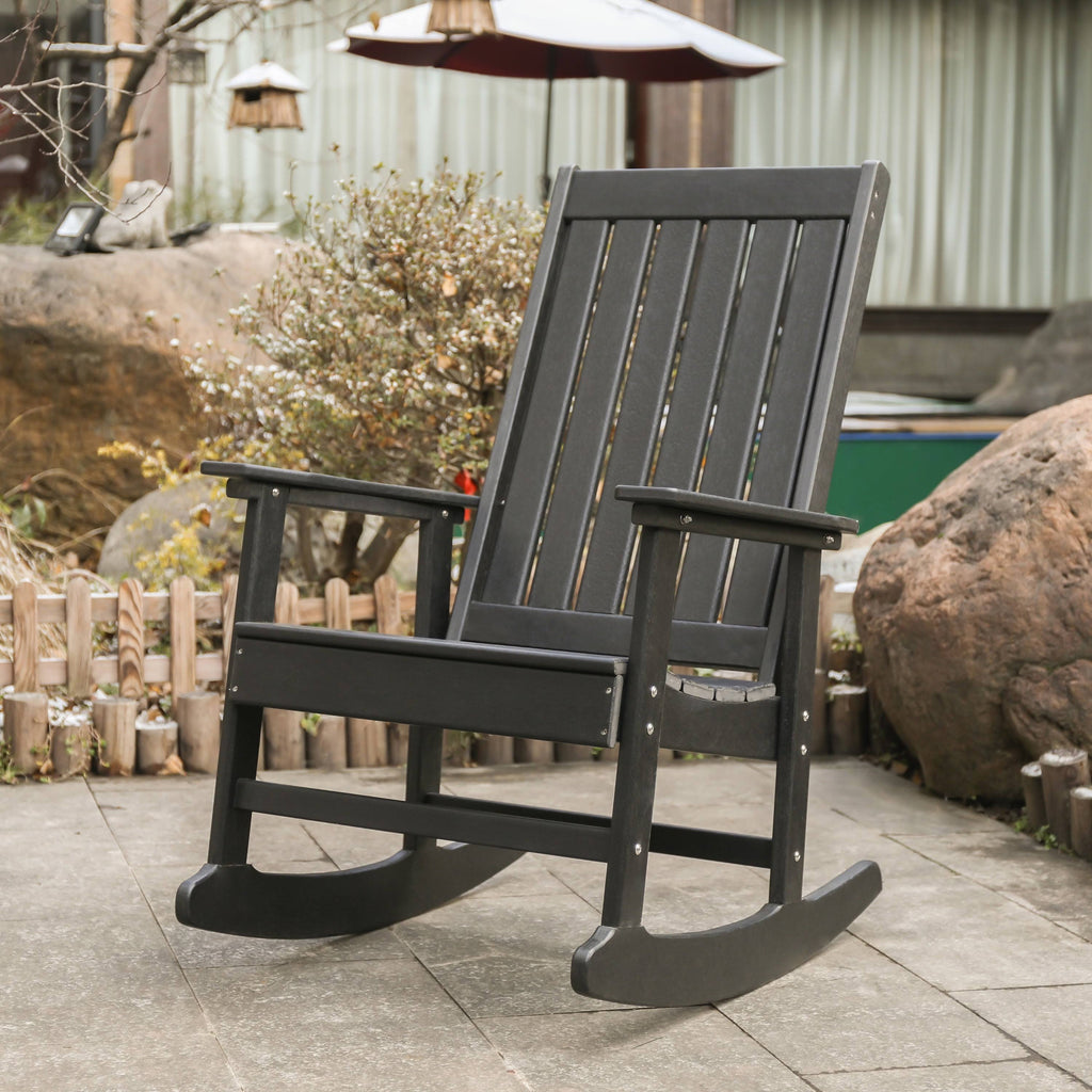 Black Tek-Wood Adirondack Rocker Chair L64412