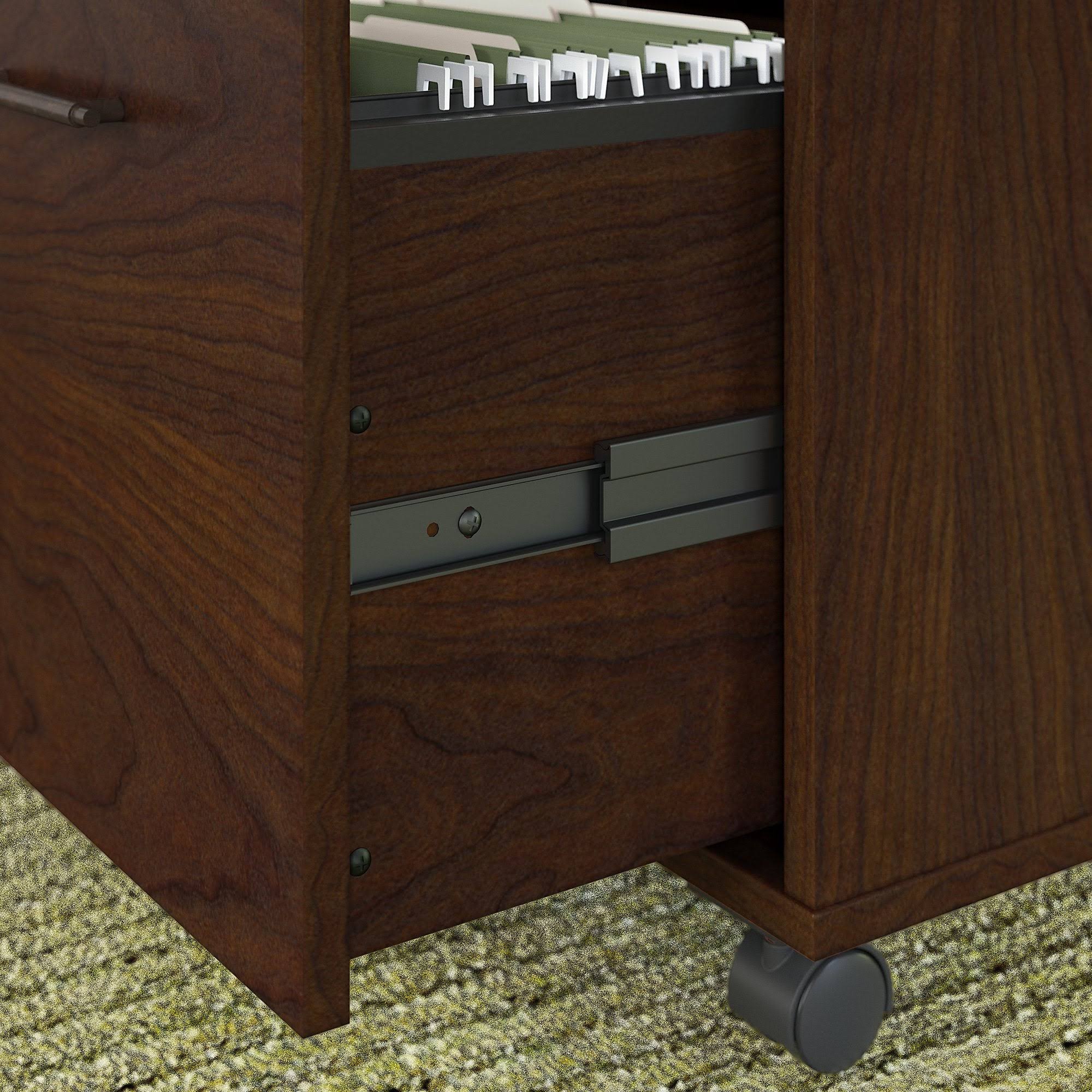 60-Inch L-Desk with File Cabinet and Bookcase W540