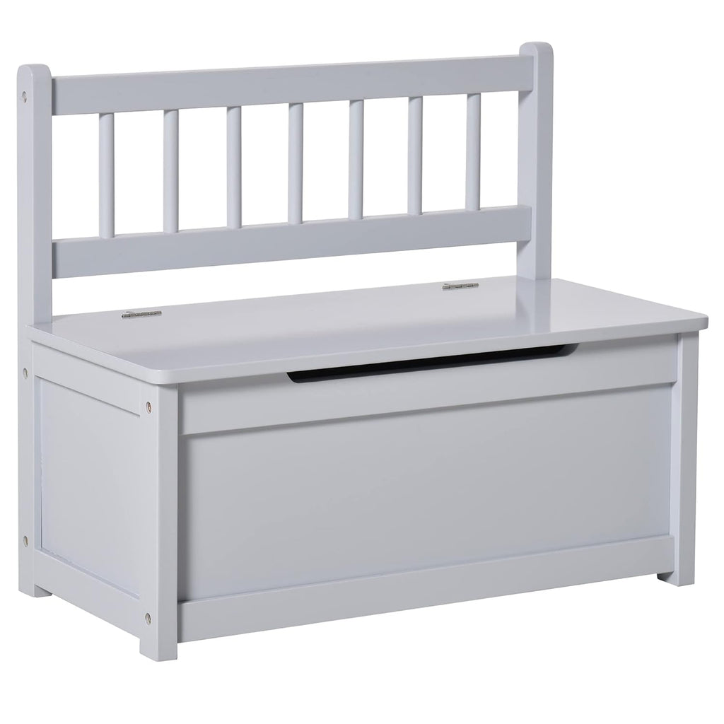 Grey 2-in-1 Kids Wooden Toy Organizer Chest Storage Box with Seat Bench Cabinet Chunk Cube S99686