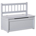 Grey 2-in-1 Kids Wooden Toy Organizer Chest Storage Box with Seat Bench Cabinet Chunk Cube S99686