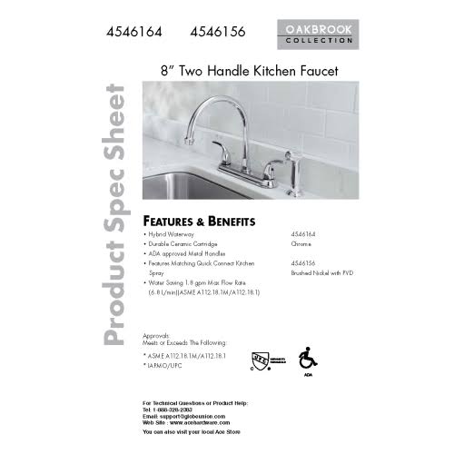 Brushed Nickel Two Handle Kitchen Faucet Side Spray R268