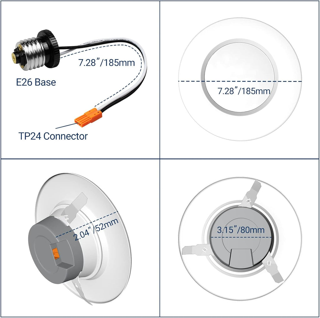 5/6 LED Recessed Downlights WiFi Dimmable 15W 1200 LM 4PCS Pack of 2 S8434