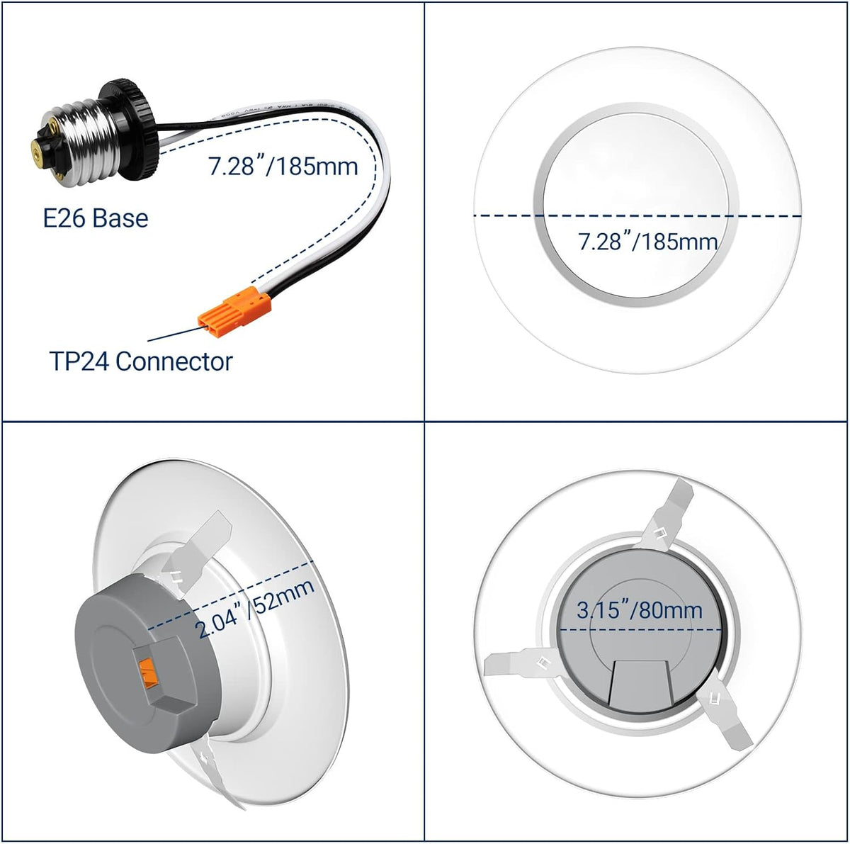 5/6 LED Recessed Downlights WiFi Dimmable 15W 1200 LM 4PCS Pack of 2 S8434