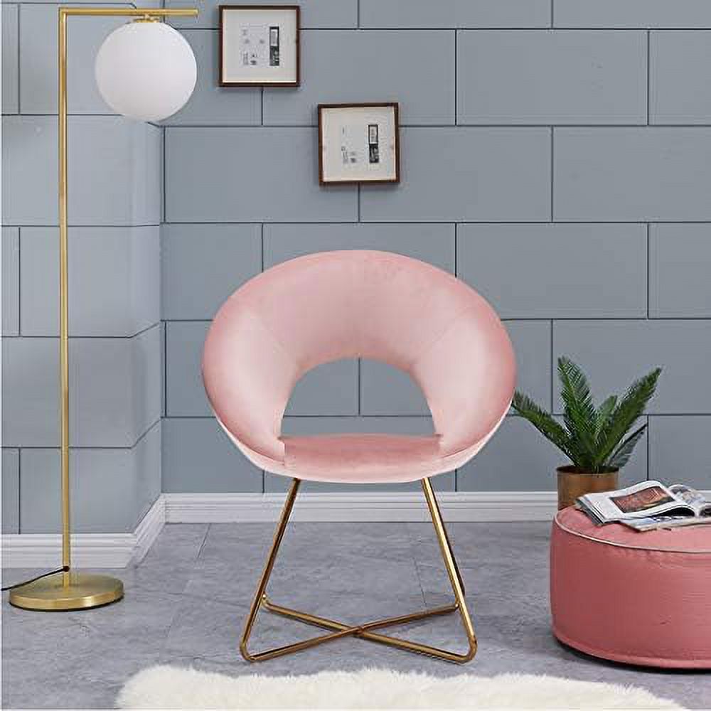 Velvet Accent Arm Chairs with Golden Metal Frame Legs Set of 2 Z989999