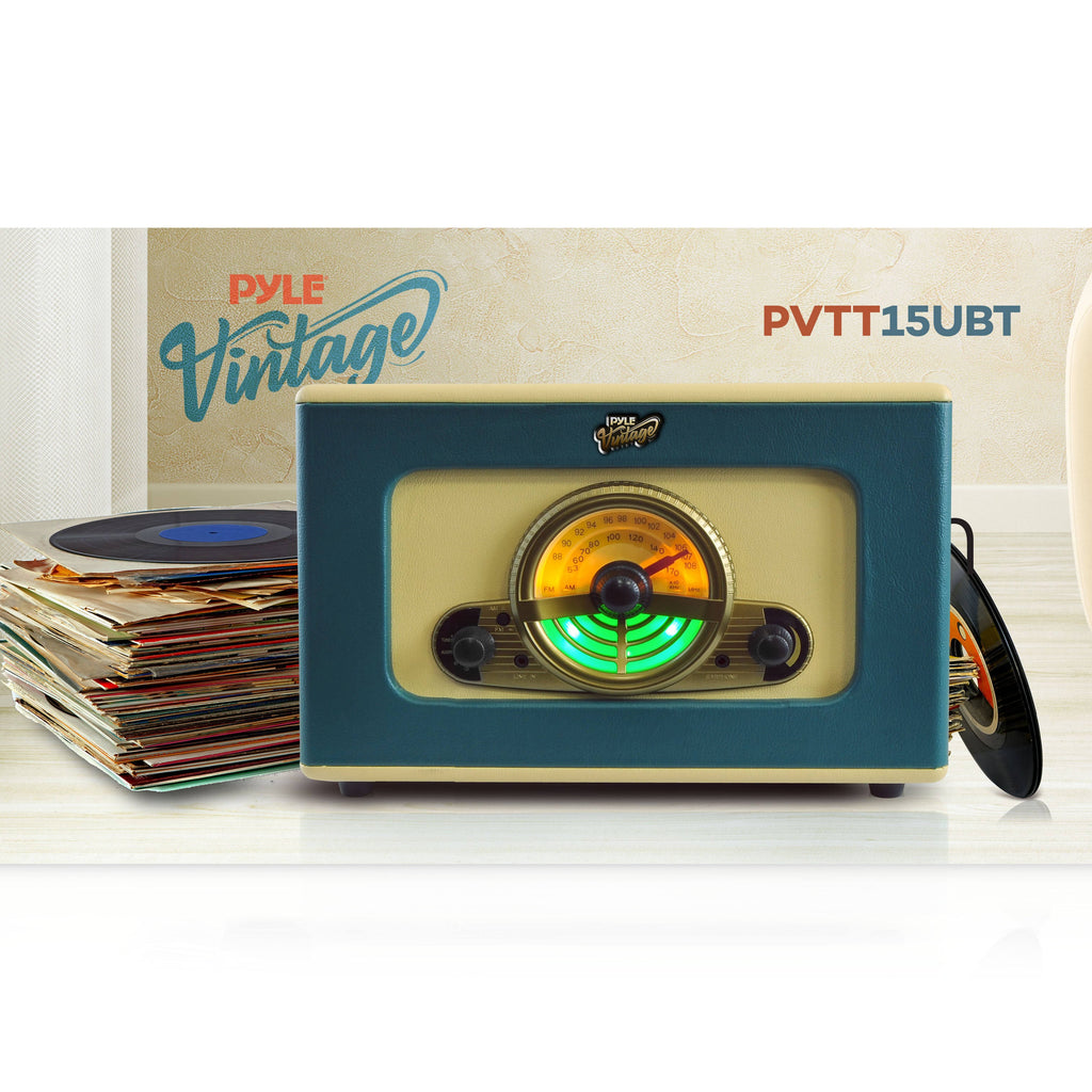 Bluetooth Vintage Suitcase-Style Turntable Speaker System with CD Player H708