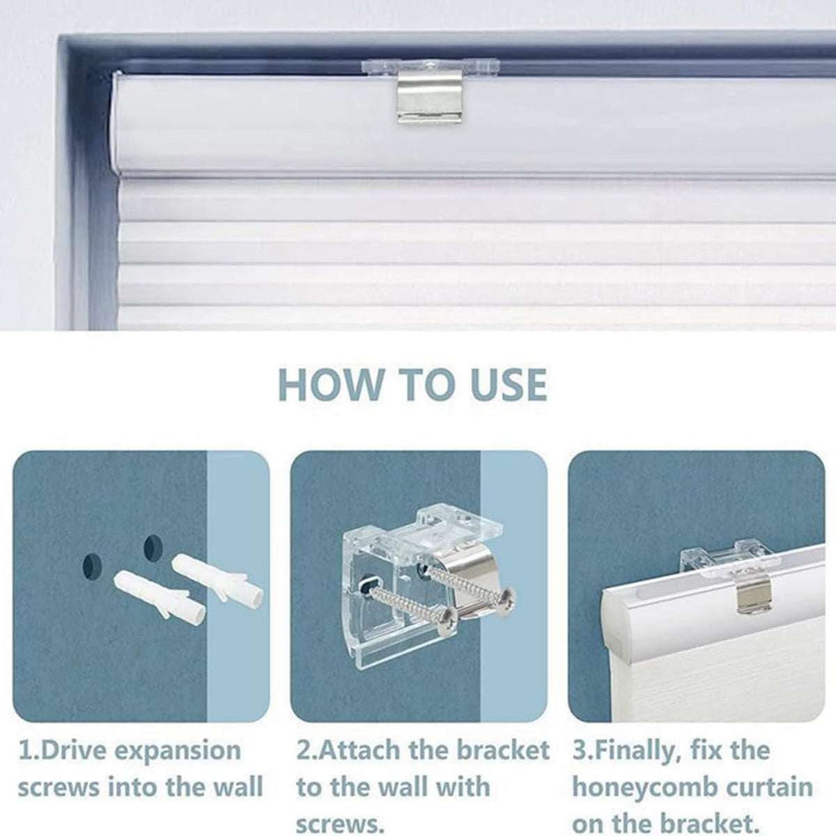 Cordless Shade Bracket with Metal Clip for 1" PVC Cordless Honeycomb Shades R435985