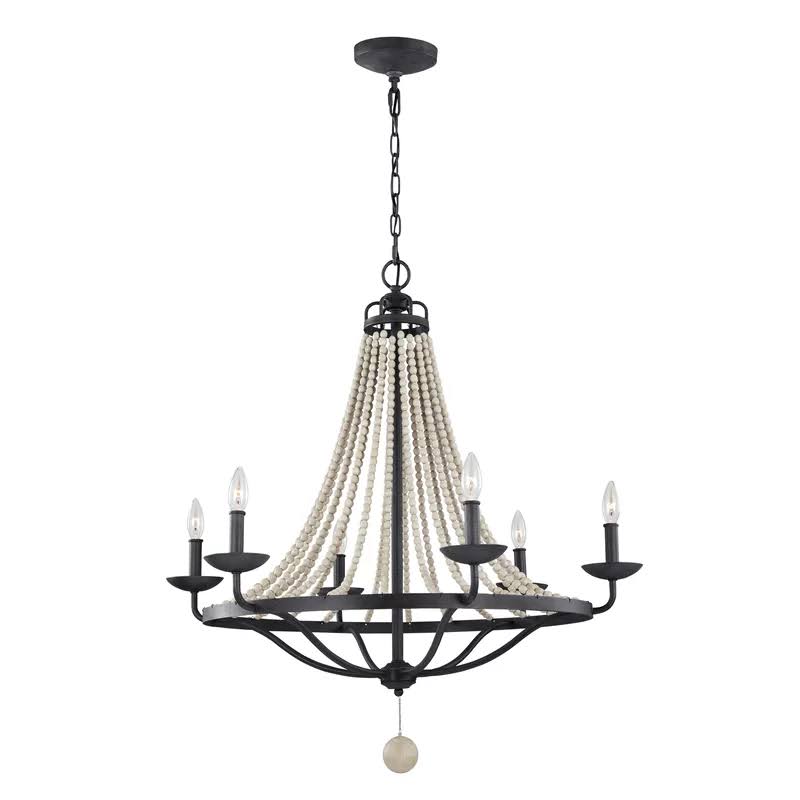 6-Light Candle Style Empire Chandelier with Beaded Accents C4439