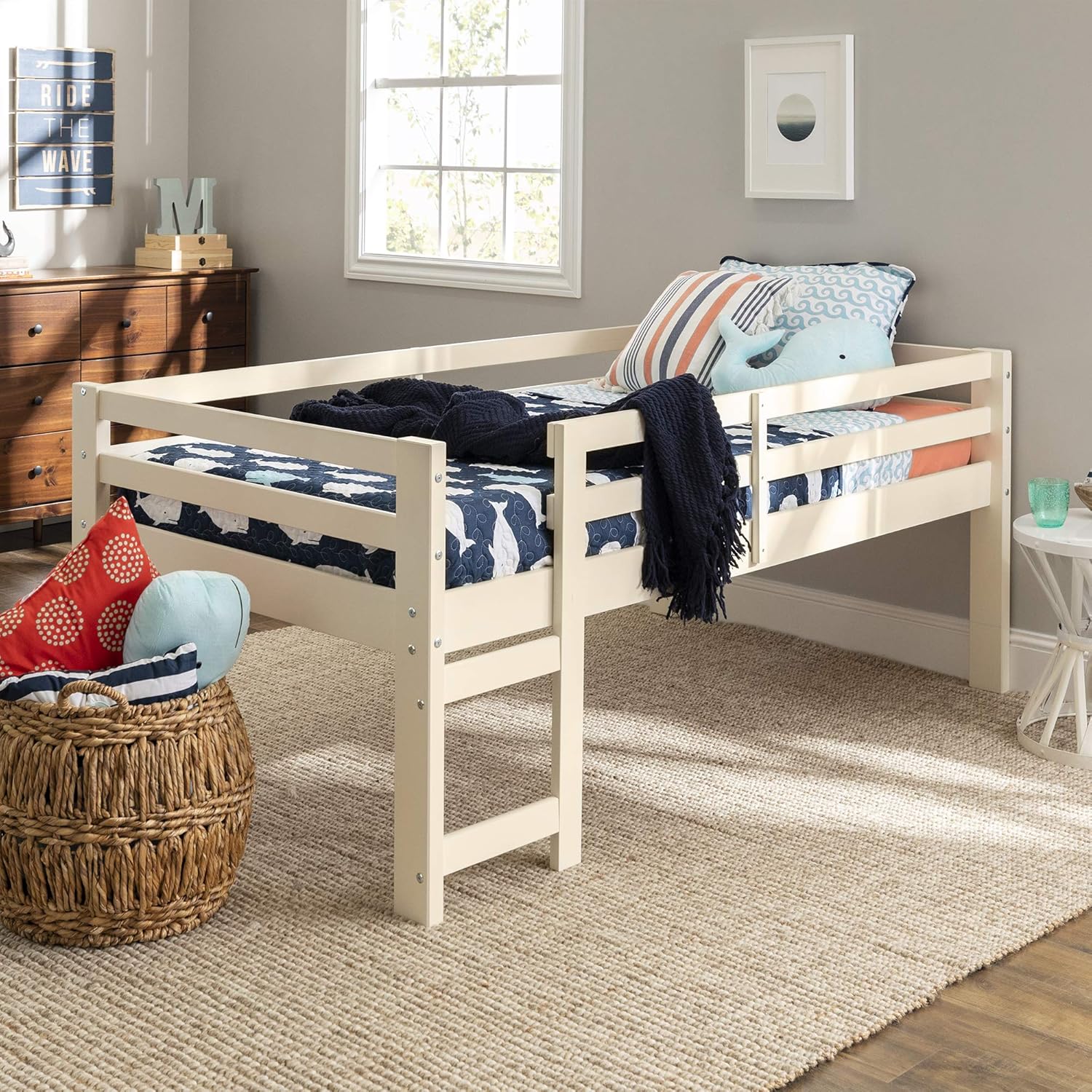 Grey Solid Wood Twin over Twin Bunk Bed Y460658