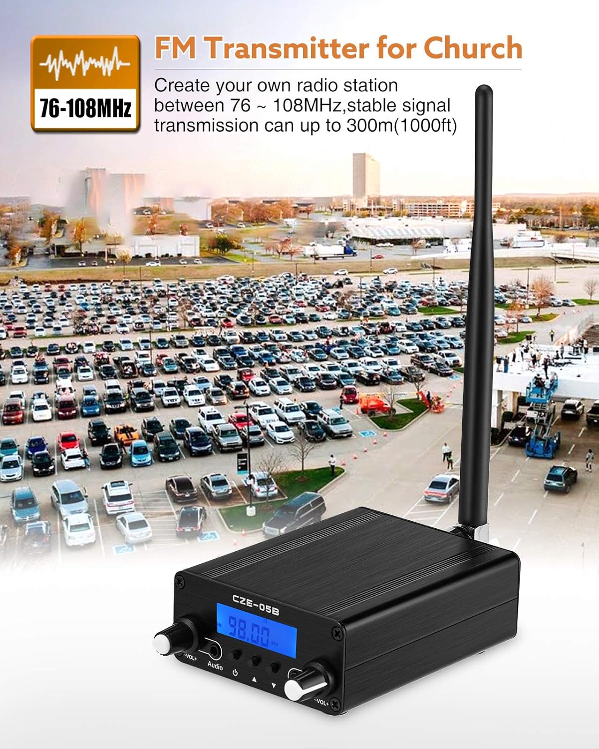 FM Broadcast Transmitter 76~108MHz with Microphone and Antenna W93542