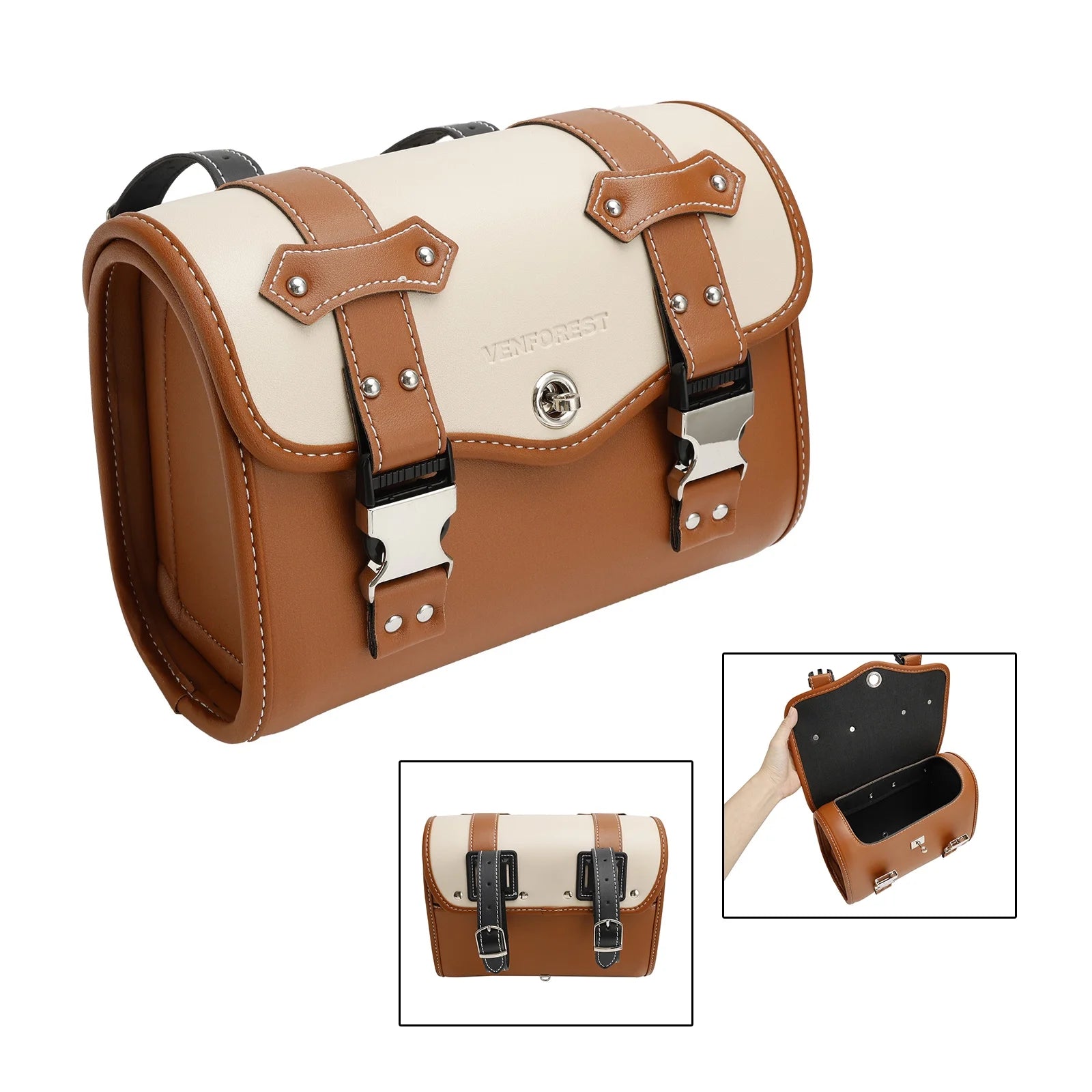 Brown Side Saddlebag Tool Bag Luggage Pouch Storage V2041