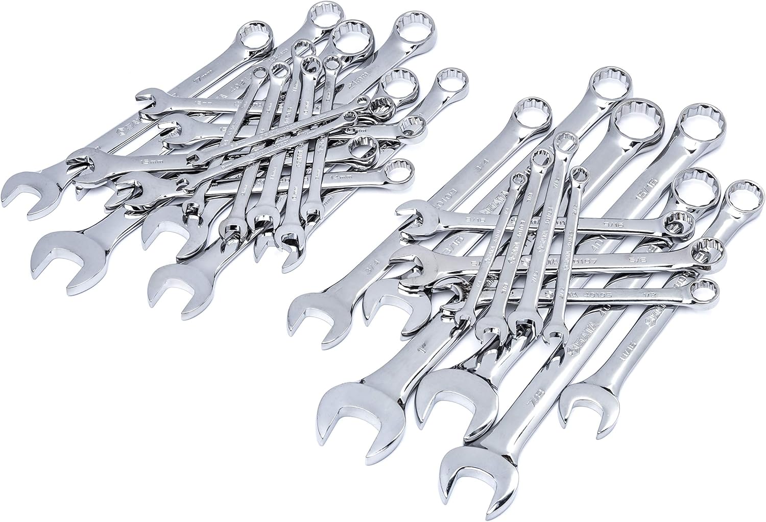 23-Piece Full-Polish Metric Combination Wrench Set with Offset Box Ends and Tool Roll X925