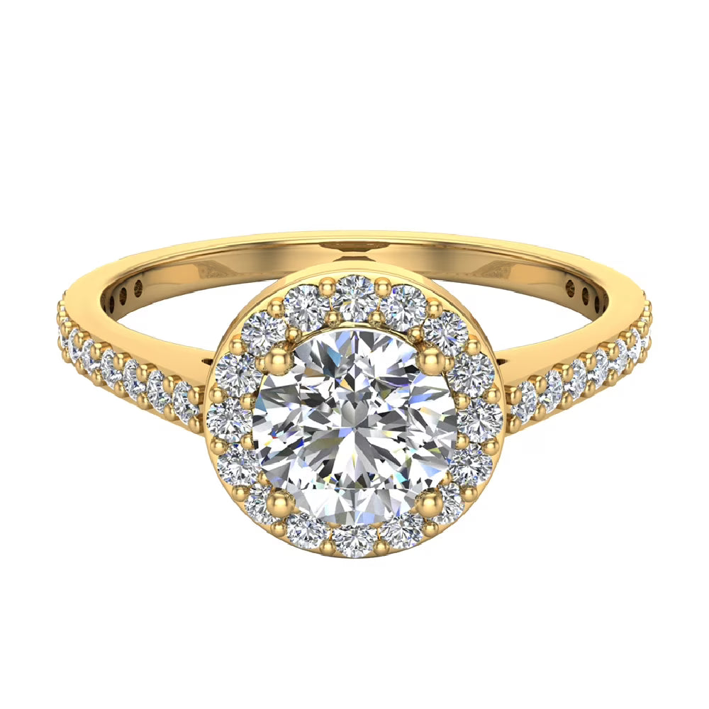 1.48 CT GIA Certified Round Brilliant Diamond Halo Engagement Ring 14K Gold L7858