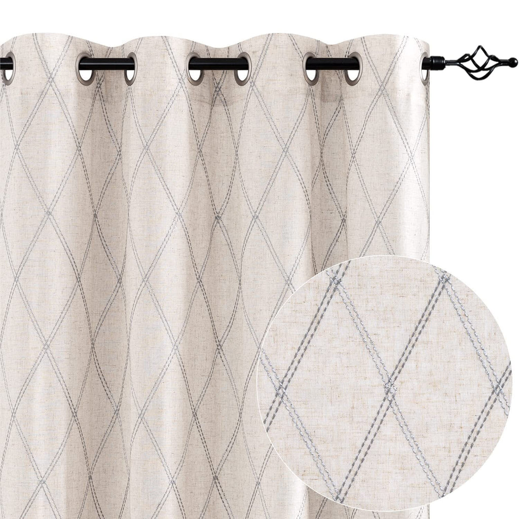 Linen Curtains 84 inch Grey Grommet 2 Panels I70506