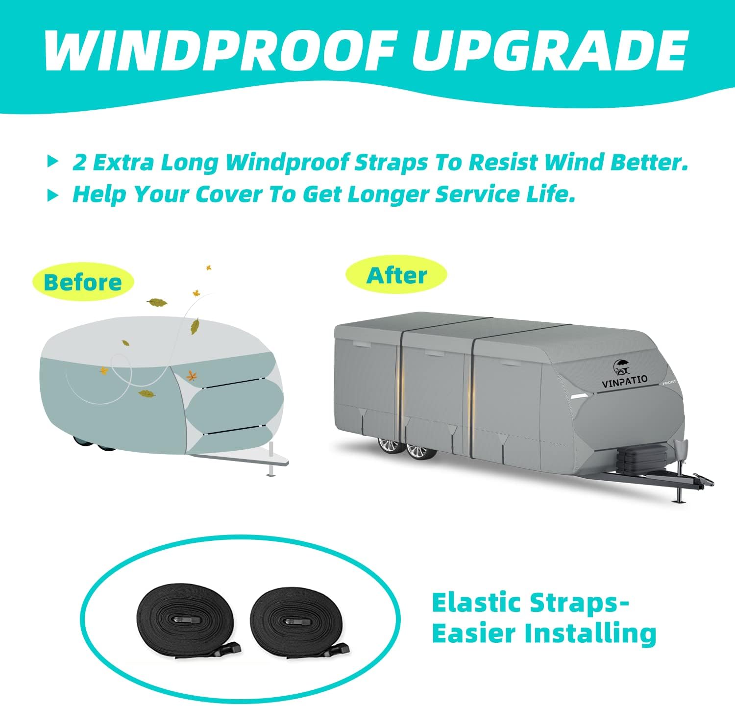 Travel Trailer Cover with Tongue Jack Cover and Straps M56419