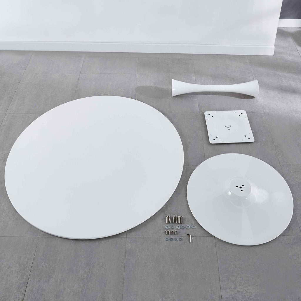 White Tulip Round MDF Pedestal Dining Table F429