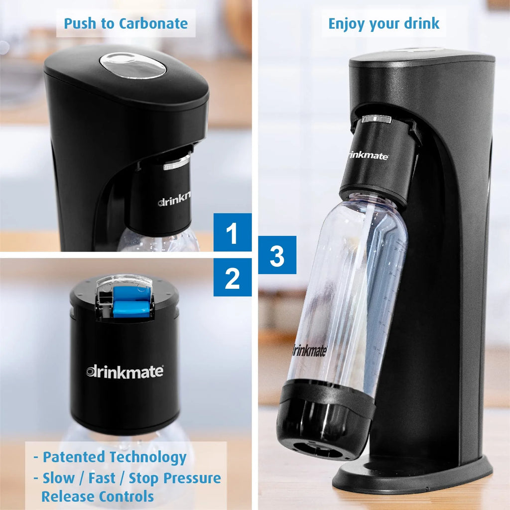 Sparkling Water and Soda Maker with 60L CO2 Cylinder, Two Carbonation Bottles, and Fizz Infuser A122