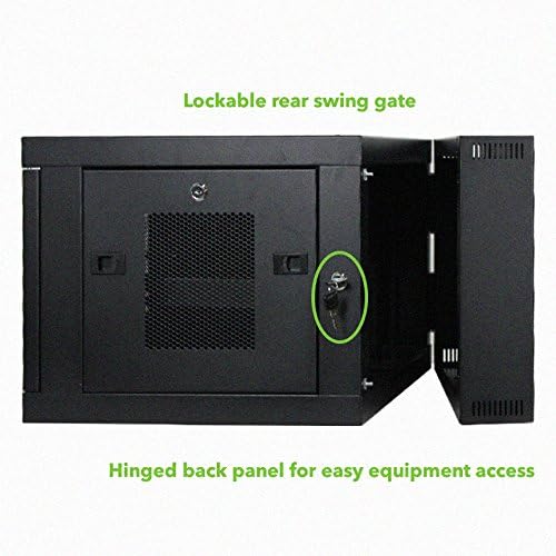 6U Wall-Mount Network Cabinet Enclosure, 450mm Depth, Hinged Back, Swing Gate Server Cabinet, Locks, Pre-Assembled, Perforated Front Door, Cable Management E91397