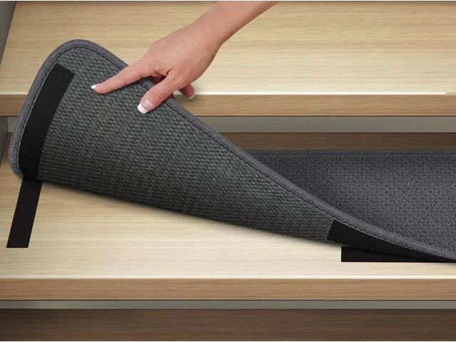 Set of 12 Attachable Carpet Stair Treads Gray 9 in. x 36 in. A4332