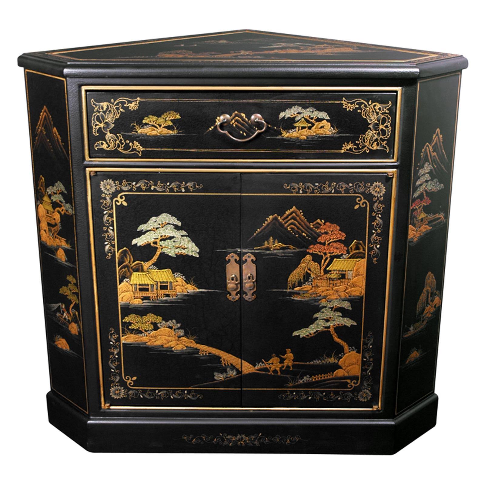 Black Landscape Corner Cabinet W22734