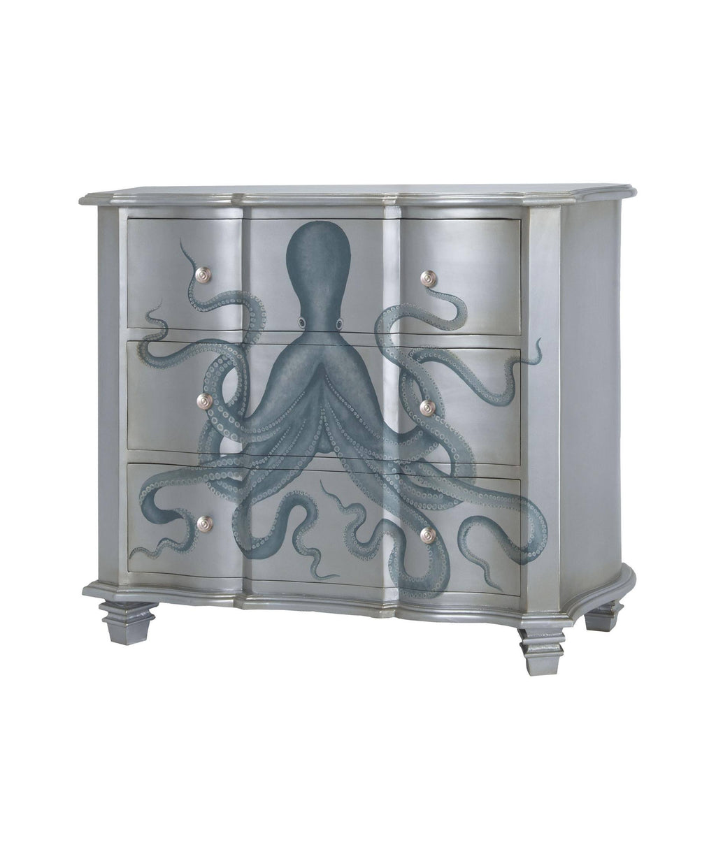 Silver Leaf and Blue Octopus Chest A6590