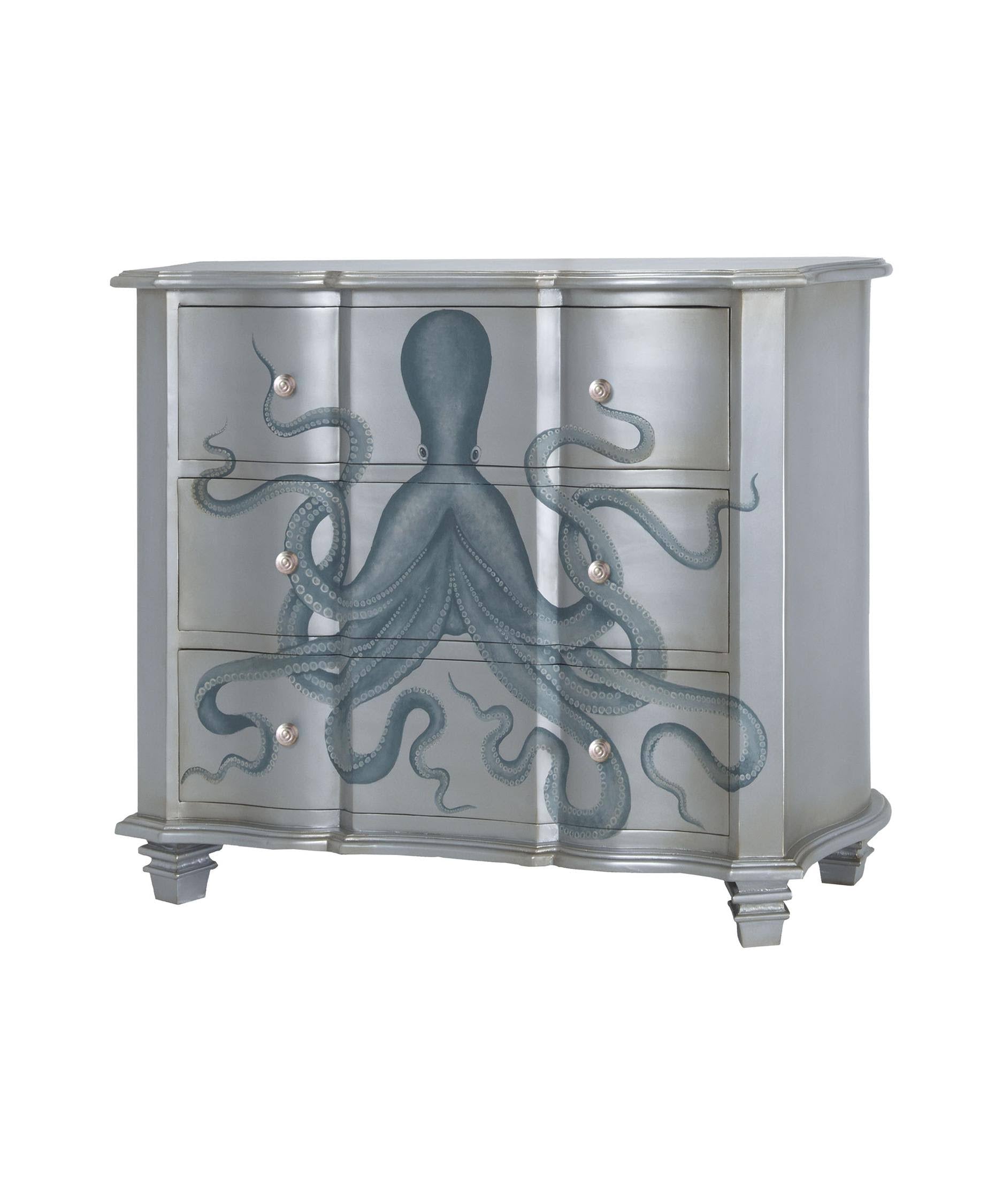 Silver Leaf and Blue Octopus Chest A6590