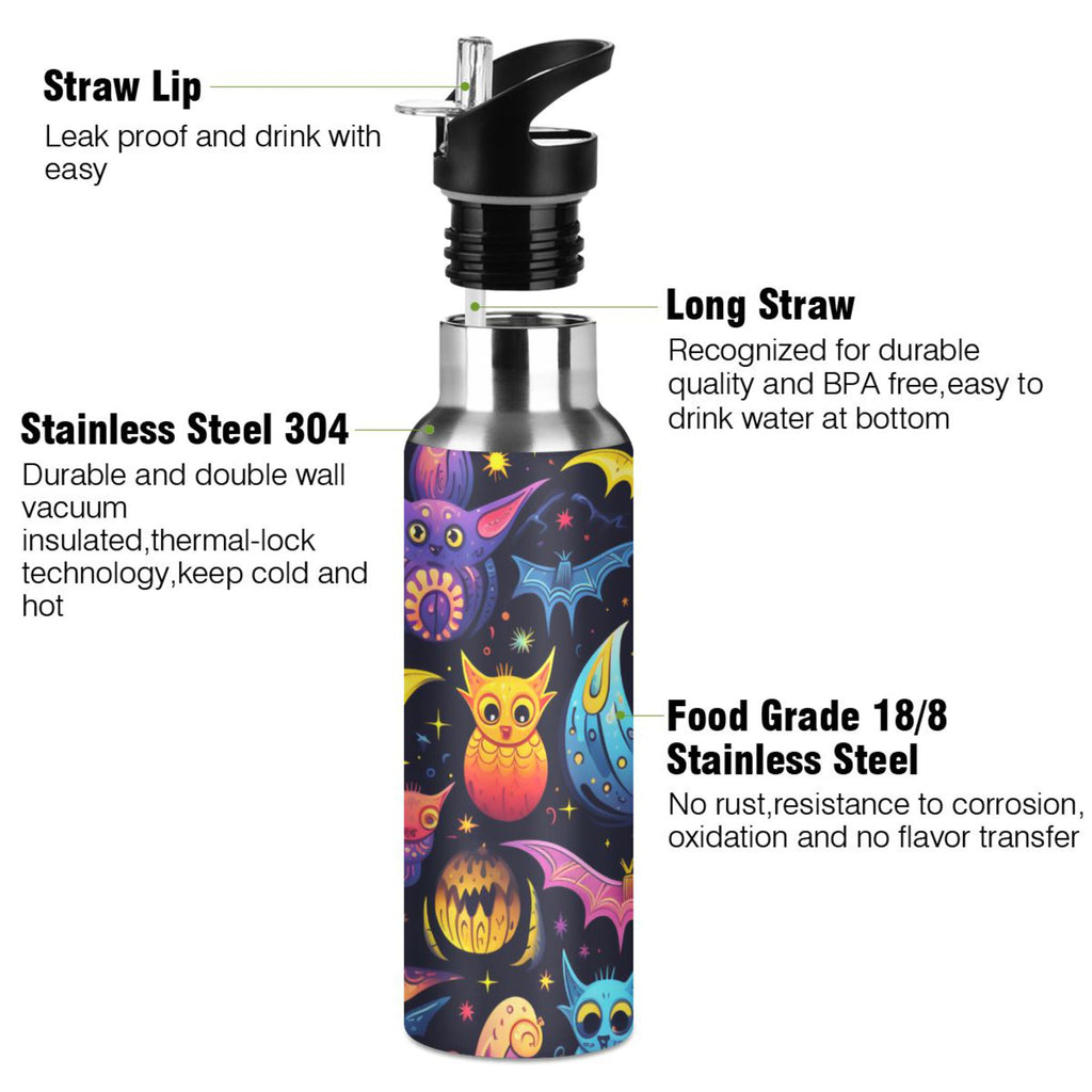 20 oz Insulated Stainless Steel Water Bottle with Straw Lid O83824