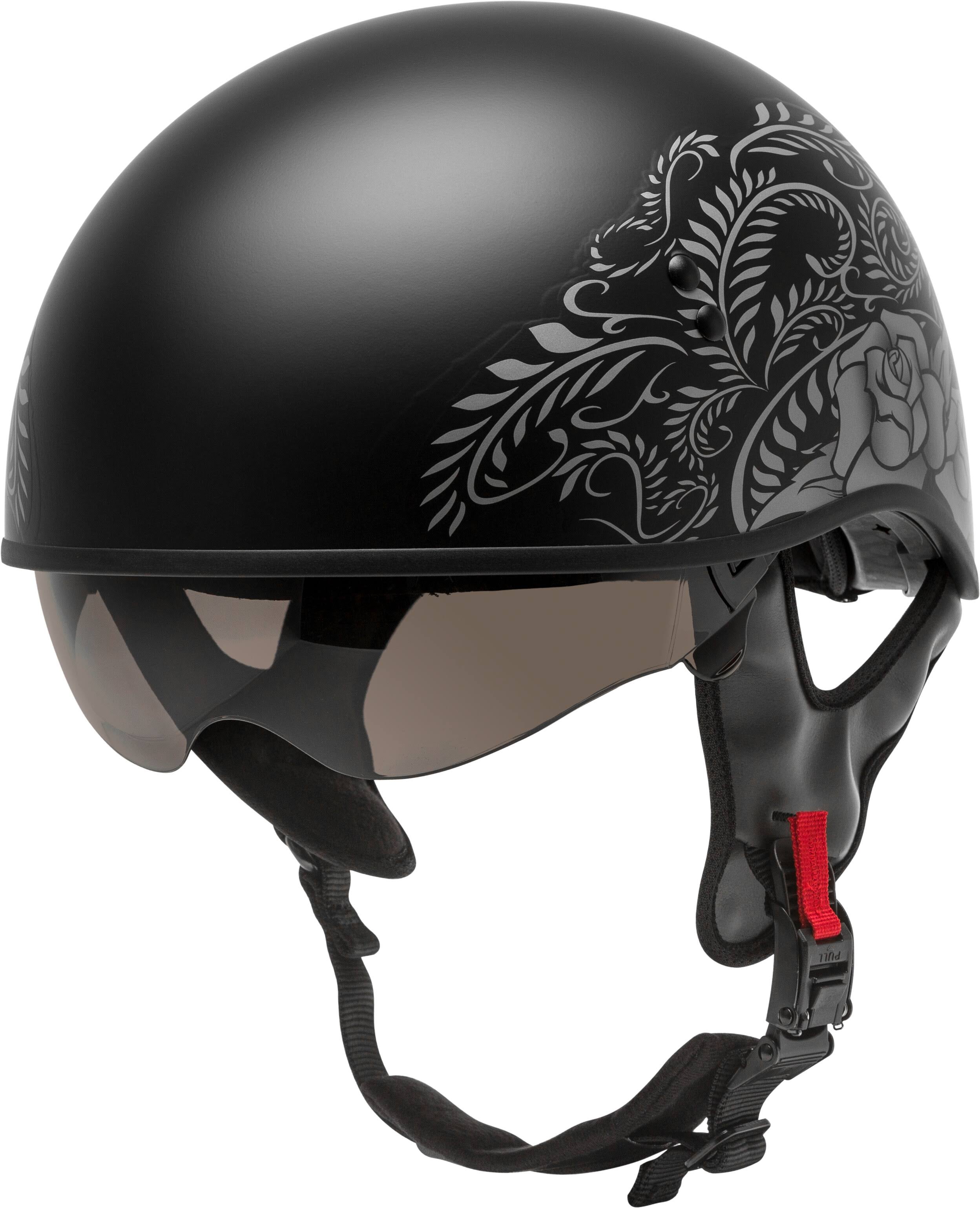 Matte Black/Silver Half Helmet XL L685