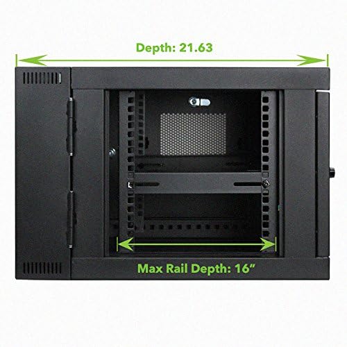 6U Wall-Mount Network Cabinet Enclosure, 450mm Depth, Hinged Back, Swing Gate Server Cabinet, Locks, Pre-Assembled, Perforated Front Door, Cable Management E91397