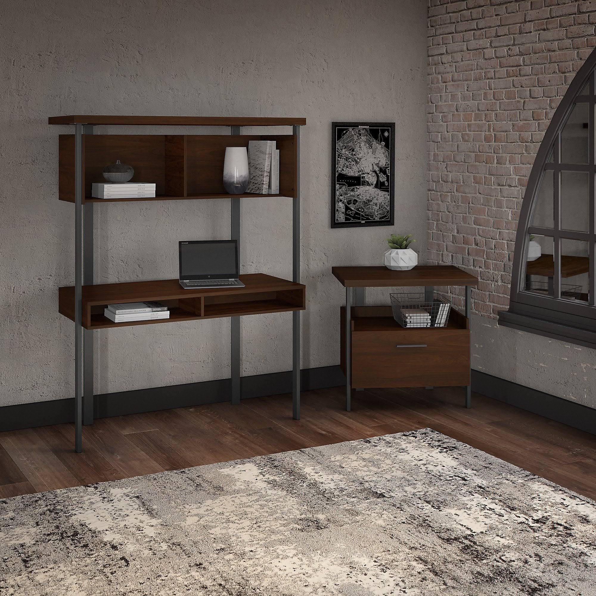 Walnut Computer Desk with Hutch S542