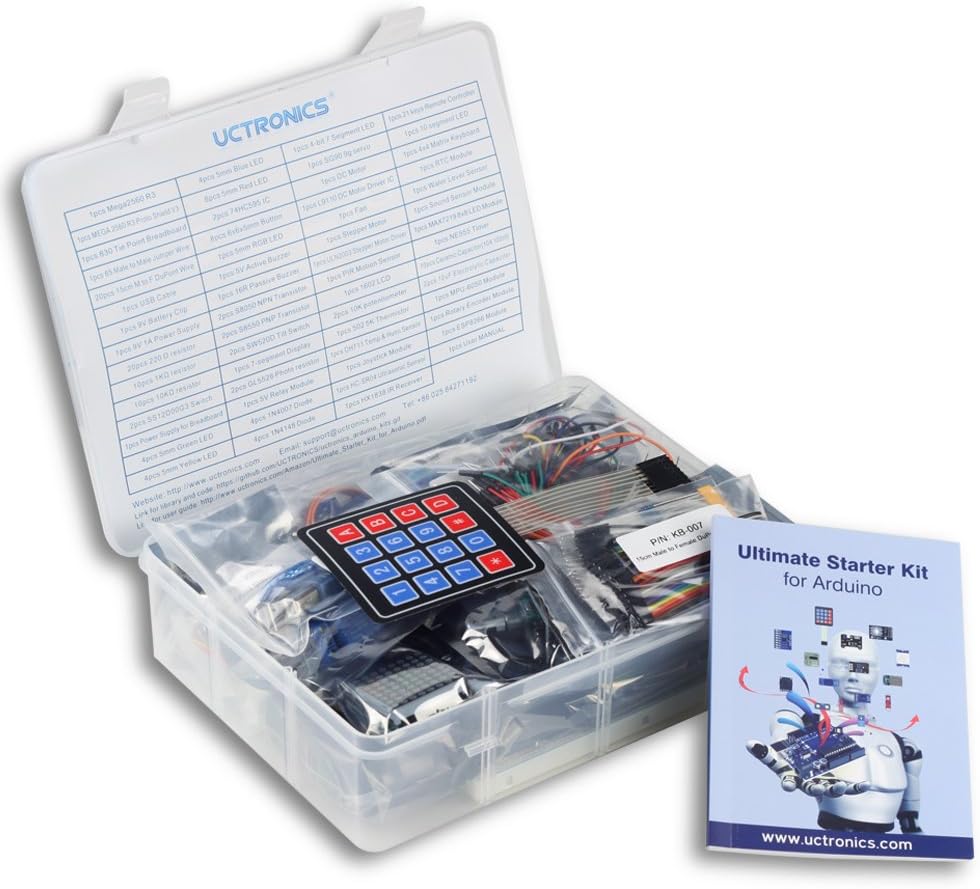 Ultimate Starter Kit for Arduino with Instruction Booklet, MEGA 2560 R3, ESP8266 Module, 1602 LCD, NE555 Timer, RTC Module, DHT11 Sensor, Water Level Sensor, Sound Sensor Module Pack of 2 P92422