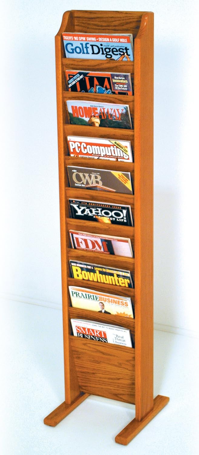 Medium Oak Free-Standing Magazine Rack H4081