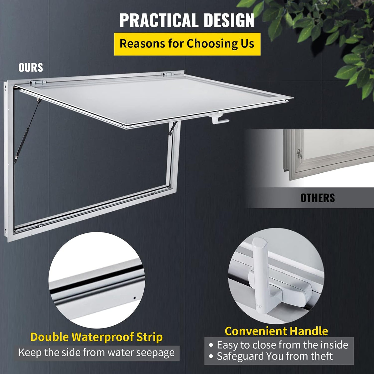 Concession Stand Serving Window with Double-Point Fork Lock U8537