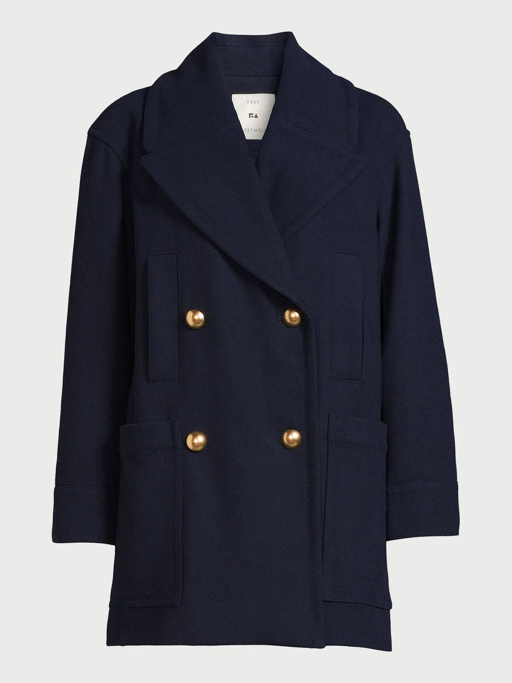 Wool-Blend Peacoat with Patch Pockets Q350