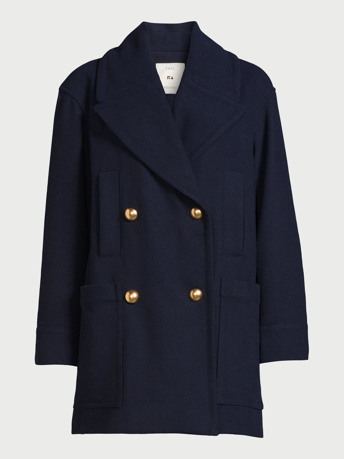 Wool-Blend Peacoat with Patch Pockets Q350
