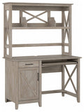 Washed Gray Engineered Wood Small Computer Desk with Hutch I7748