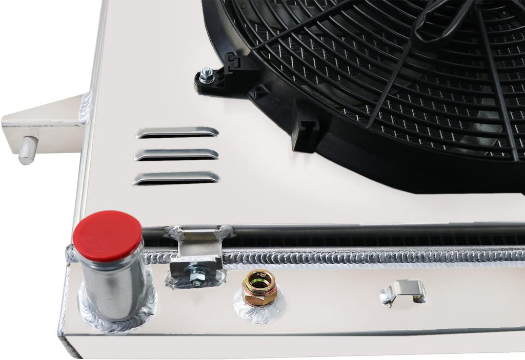 3 Row Aluminum Radiator with Electric Fan Shroud Thermostat Kit Combo X670257
