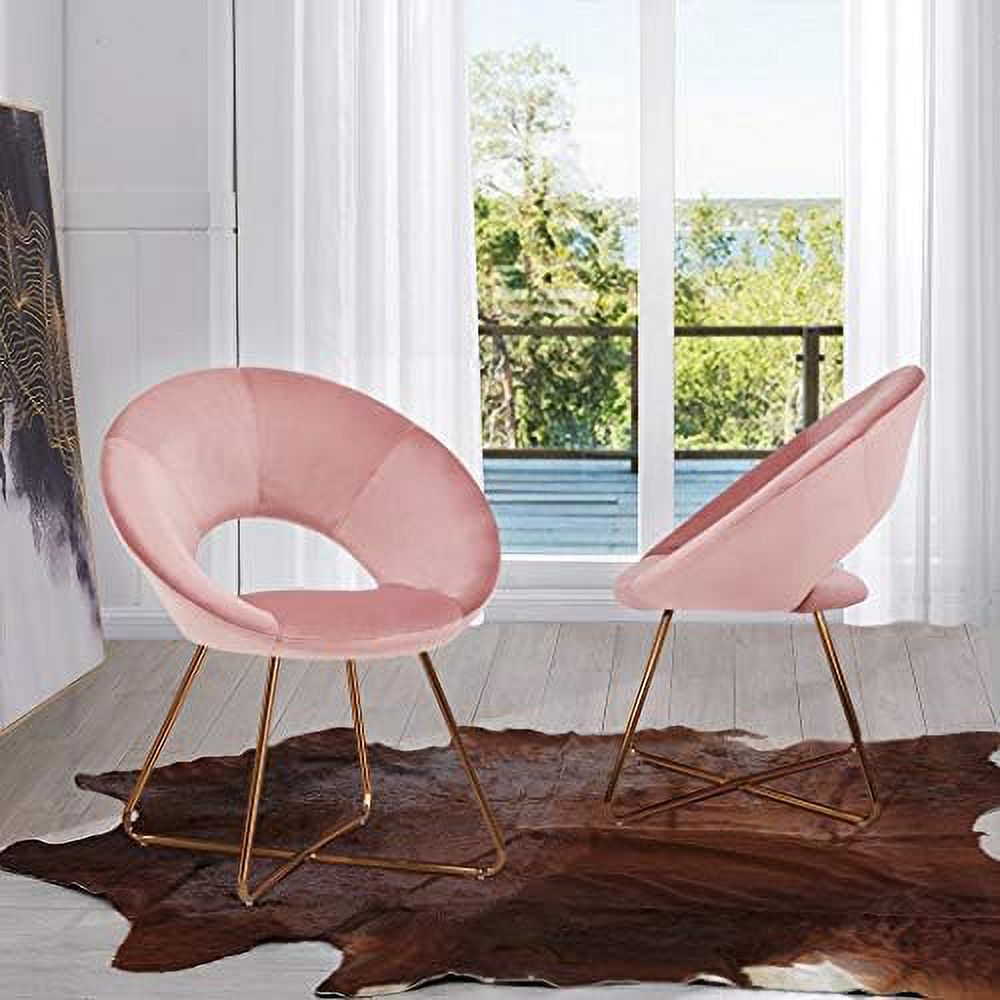 Velvet Accent Arm Chairs with Golden Metal Frame Legs Set of 2 Z989999